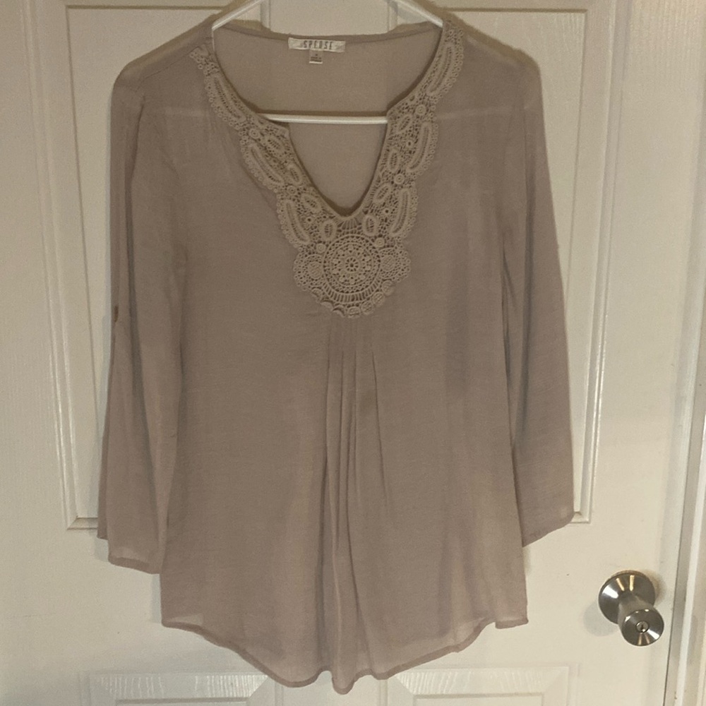 Spedse Blouse Long Sleeve Lightweight w Knitting 3/4 Length Sleeve